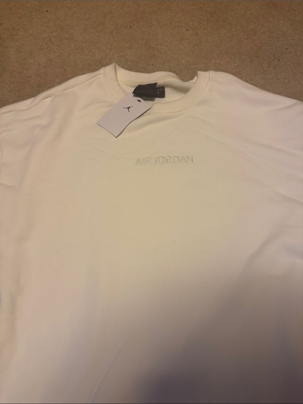 Jordan White Embroidered 'Air Jordan' Crewneck Sweatshirt